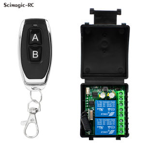 2CH 12V/24V 6-30V 85V-265V433MHz Relay Remote Switch + Two Keys Keyfob for Garage Door Opener Light Curtain Motor