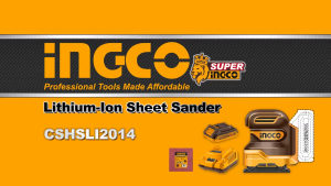 INGCO 20V LI-ION SHEET SANDER 110X100MM CSHSLI2014