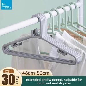Large Size Adult Clothes Hanger Tea Flower Wide Shoulder Coat Hanger No Trace Adult Clothes Hook Nordic Style Plastic Hanger