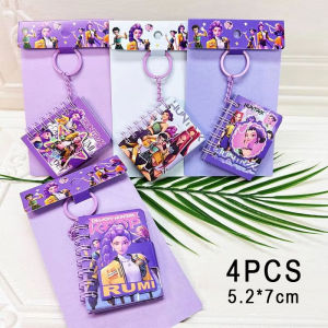4PCS Kpop Demon Hunters Mini Notebook Rumi Mira Zoey Binder Cartoon Anime  Stationery Supplies Back To School Gifts 5.2*7cm