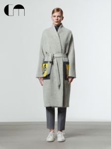 Color Block Alpaca Wool Teddy Coat Designer Outerwear Long Sleeve Straight Cut Style Luxury Feel Fashionable Commute Style