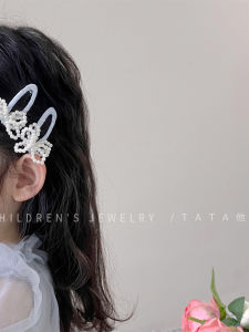 Sweet Pearl Butterfly Knot Side Bangs Hair Clip Childrens Hollow out Waterdrop Hair Accessories  Style Baby Hair Accessories