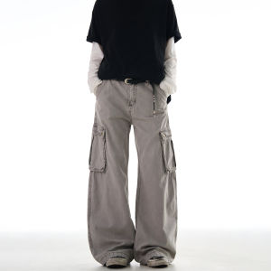 MADWITCH | Heavily Washed Multi Pocket Loose Wide Leg Vintage Trousers