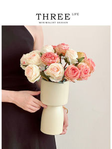 Trang Trí Hoa Pha Lê Tlife Warm Rose Giả Phong Cách Bắc Âu Trang Trí Phòng Khách Hoa Giả Trang Trí Không Gian