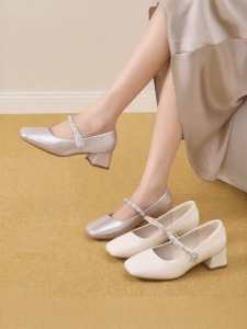Josiny | New Square Heel Buckle Strap Low Cut Women Shoes