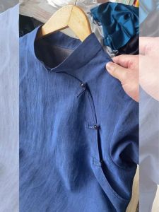 Elegant Blue Short Sleeve Womens Shirt Chinese National Style High Design Sensation Casual Beautiful Summer Shirt