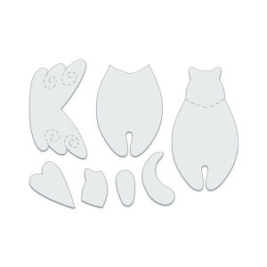 YOMDID 7pcs DIY Cat-Shaped Quilting Template A reusable Transparent PET Template Featuring Wings and Heart Motifs