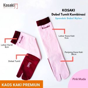 Kaos Kaki Muslimah Kosaki KOMBINASI M Kaos Kaki Jempol Kaos Kaki Dobel Tumit-PINK MUDA