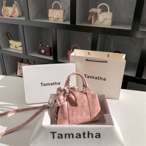 Tamatha Womens Fashion Butterfly Knot Shoulder Bag Tie Dye Pillow Shape PU Leather Handbag Stylish British Style Small Size