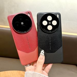 Case for Vivo X200 Pro Mini X100 Pro X100s Pro X100 Ultra Luxury PU Leather Phone Case Hard Back Cover Electroplating Frame Fine Hole Lens Film Anti-drop Shockproof Protective Case