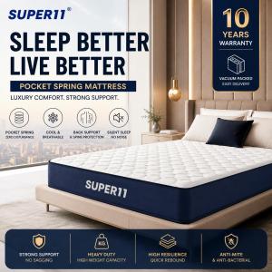 SUPER11 Memory Foam Spring Mattress Ergonomic Mattress Medium Firm Foam Bed 10 Years Warranty