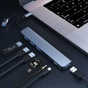 8 In 2 USB C Hub Type C HUB SD/TF Card Reader Docking Station with 3.5mm Audio Jack Adapter For Macbook Notebook Computer Phone