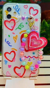 VELA Case Tali Love Pink For Realme C2 C11 C12 C15 C17 7i C20 C11 2021 C21Y C25 C25S C25Y C30 C30S C31 C33 C35 C51 C51S C53 C55 C61 C63 C65 C67 C71 C75 C75X 4G 5G Softcase Casing Manik Gelang Mutiara