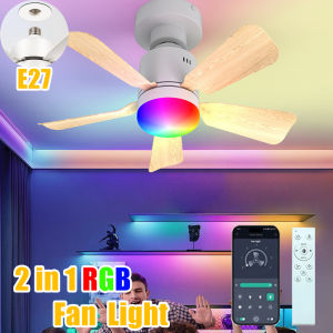 Ceiling Fan Lights RGB APP Remote Control Dimming Smart Light E27 Socket Timed for Living Room Kitchen Bedroom LED Lighting