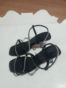 Sandal cao gót nữ quai dây xoàng sườn bọc 2 lớp gót mica trong 7cm