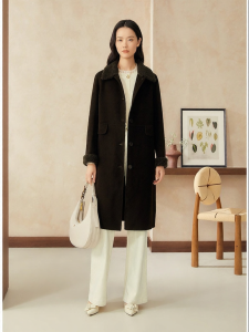 YINER | Long Length Textured Wool Coat with Lapel