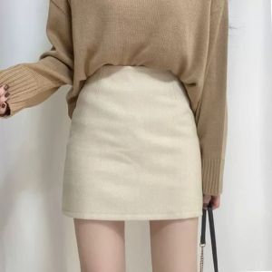 High Waist Mini Skirt Womens Slim Fit Short Skirt Autumn Winter New Style Pure Color A-Line Skirt Polyester Fiber Zipper Design