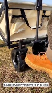 Foldable Camping Trolley Outdoor Picnic Wagon Mountainhiker portable Tool truck with Storage Basket Camping table foldable