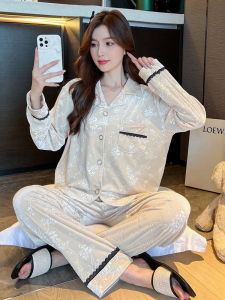 Elegant Gold Velvet Long Sleeve Sleepwear Cardigan Womens Home Clothes Floral Print Comfortable Leisure Autumn Winter Outfit