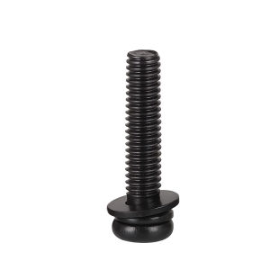 Nickel Plated Carbon Steel Round Head Screws with Flat Washer and Spring Washer Black