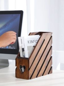 กล่องเก็บเอกสาร กล่องนิตยสาร แฟ้ม หนังสือ เก็บเอกสาร ผลิตจากไม้เคลือบผิวอย่างดี ขอบมน magazine holder LuckyThailand