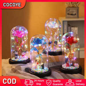 Lampu LED Bunga Mawar Dekorasi Hampers Natal Pajangan Kado Valentine Hiasan Ruangan Kamar Glass Dome