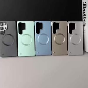 For Magsafe Magnetic Wireless Charging Solid Color Plating Not Border Phone Case For Samsung Galaxy Fold 6 5 4 3 Bumper Cover