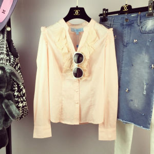 Áo Sơ Mi Dài Tay Ôm Vừa Vặn Cổ Ren Hoa Mùa Thu Mới Phong Cách Hiện Đại Dành Cho Nữ Không Thương Hiệu Không Có Thương Hiệu