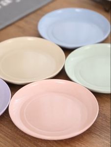 [ TBE HOME FURNITURE ] 1 Set Piring Isi 4Pcs / Piring Makan Warna Warni / Bahan Serat Gandung / Tatakan Piring Kue PR001-4