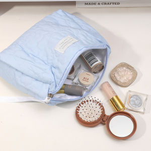 Phụ nữ màu kem hoa túi khóa kéo đựng mỹ phẩm mềm lớn năng lực túi xách không thấm nước Túi xách nữ