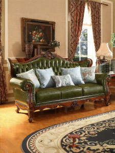 Full Grain Leather Small Space Living Room Sofa
