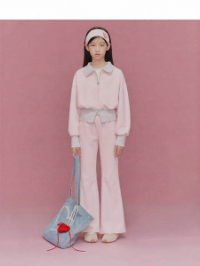LOVESASAKIDS | Pink Color-block High-rib Zipper Girls Sport Set