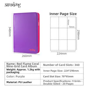 sanseking | 9-Grid Patent Leather Pokémon & Yu-Gi-Oh! TCG Card Album Pink Zipper