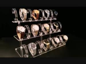 24-Slot Clear Acrylic Watch Display Stand - 3-Tier Transparent Organizer for Watch Collection & Retail Showcase
