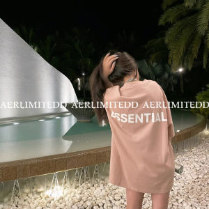 Limited Edition FOG New Pink ESSENTIALS Short Sleeve Loose Fit Couple T-Shirts Womens American Trendy Brand Summer Cotton