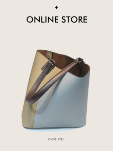 กระเป๋าถือทรงถังหนังวัวลายสกัด Gssstudio กระเป๋าถือทรงถังขนาดใหญ่สำหรับผู้หญิง กระเป๋าสะพายไหล่แบบลำลองสำหรับเดินทาง