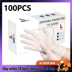 100PCS Disposable TPE Gloves Kitchen Bathroom Restaurant Camping Travel Waterproof Oil-Proof Household Cleaning Tools