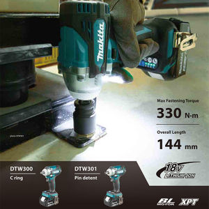 【Japan Seiko 1 year warranty 】Makita_DTW300 Cordless electric wrench 18V Power Supply High Torque Air Cannon Removal Wrench 330Nm Tire Lithium Battery Auto Repair Impact wrench
