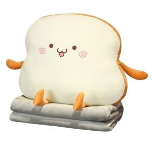 Cute Bread Shaped Plush Toy Pillow Two-In-One Sleep Blanket Girls Doll Large Doll Sofa Warm Hand Soft Stuffed Animal Figure