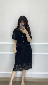 SV 6831 - Ellda Lace Set | Silvervogue | Set Atasan dan Rok Brukat Lace Pakaian Kasual Wanita