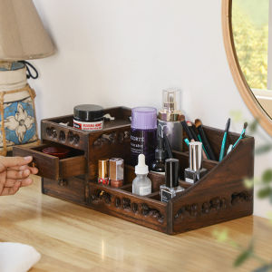 Solid Wood Cosmetics Storage Box Dresser Skin Care Products Storage Box Household Desktop Solid Wood Storage Box