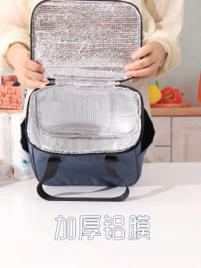 Large capacity lunch bag Portable insulated lunch box Handbag Outdoor picnic lunch bag Large Oxford cloth waterproof insulated lunch bag【COD】