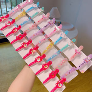 Cute Cartoon Bear Strawberry Hair Clips Student Girl Bangs Hair Accessories Long Strip Side Clips Popular Internet Red Hair Grips