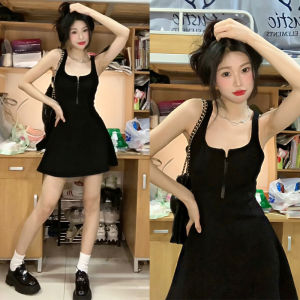 SUHUIQIAN | Black Halter Mini Dress