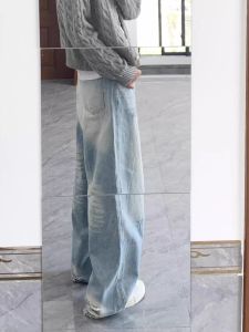 Blue Vibe High Waist Wide Leg Jeans Womens Autumn New plus Size Fat MM Long Pants Draping Loose Slimming Floor-Length