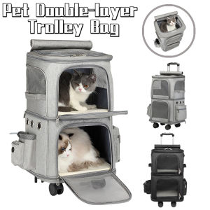 Pet Double-layer Trolley Bag Outdoor Cat Dog Stroller Portable Telescopic Stroller Travel Pet Carrier