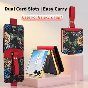 VIETAO Flower Printing PU Leather Wristband Mobile Phone Case Cover Compatitable With Samsung Galaxy Z Flip 6 Flip 5 Flip4 Flip3
