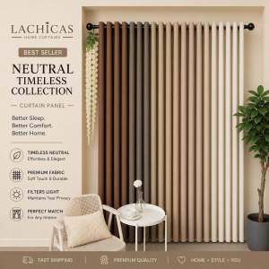 NON-BLOCKOUT Sold Per PC!! Korean Curtain Minimalist Beige Brown Nude Earth Colors Home Elegant Curtains 5ft/6ft/7ft/7.5ft/8ft/9ft