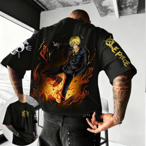 Bandai | One Piece Mens T-shirt Vinsmoke Sanji Summer Anime Tee Spring and Autumn Boys Short-sleeved Personality Parent-child Wear