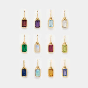 Stainless Steel 12 Birthstone Pendant DIY Accessories Necklace Twelve Birthstone Square Color Zircon Pendant Color Retention